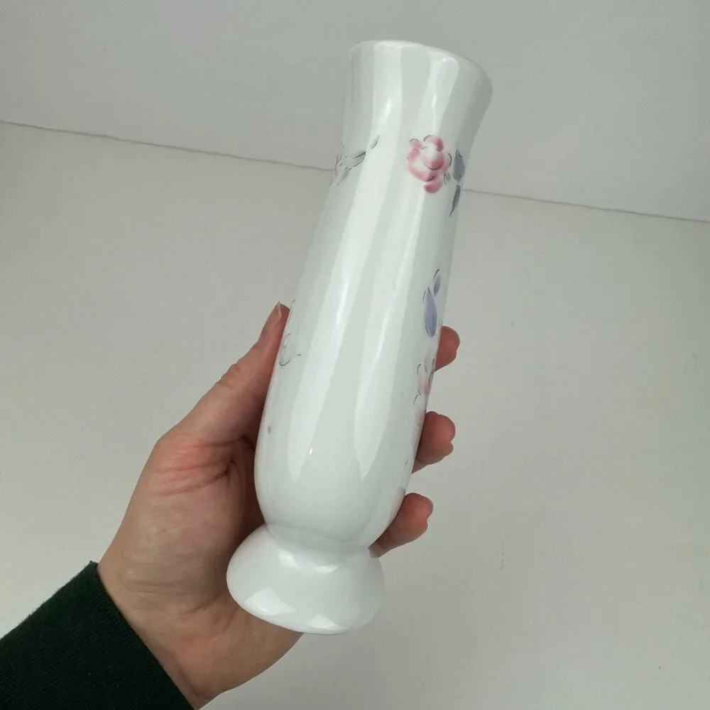 Vtg‎ 90s Especially for you FTD Flower Vase White Pastel Floral Image 6.5in tall
